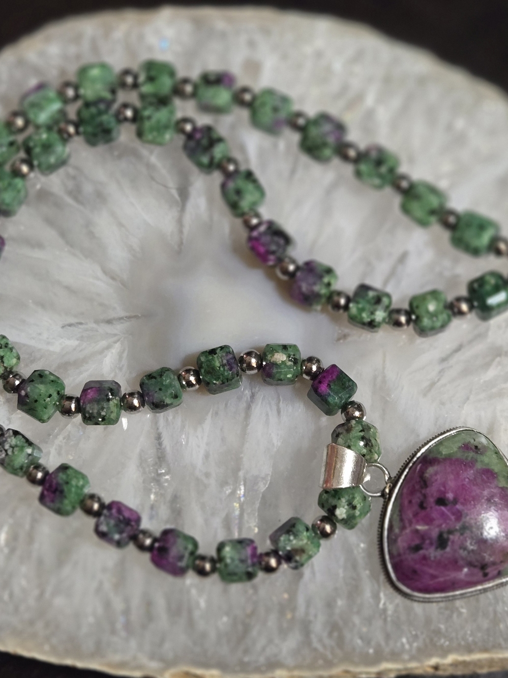 Artisan Ruby Zoisite Necklace - Picture 2 of 5